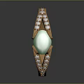Elegant Gold Ring With Green Heart Shaped Gemstone And Diamond Accents