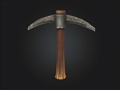 Traditional Pickaxe With Wooden Handle And Metal Head Design 3d model