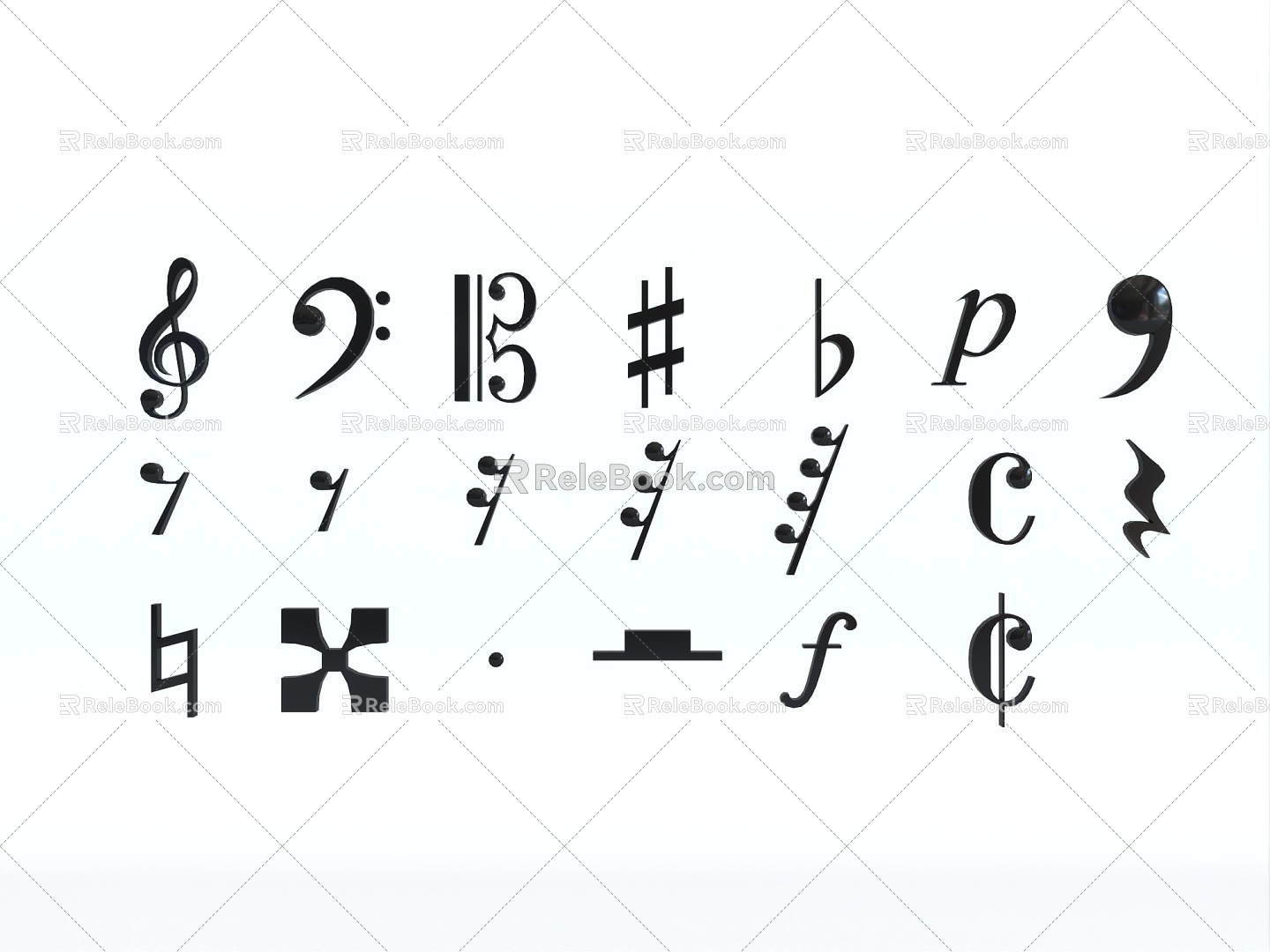 Note Music Note Music Symbol Musical Score Note Hugh Symbol Diacritic Symbol Repeated Notation 3d model