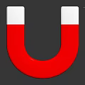 Shiny Red Metallic Horseshoe Magnet With Silver Ends On Dark Background