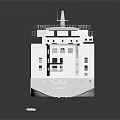 Modern Cruise Ship With White And Blue Hull Black Chimney Multiple Decks And Orange Lifeboats