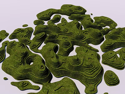 Green Wavy Spiral Textured 3D Garden Ornaments For Landscape Decor Design 3d model