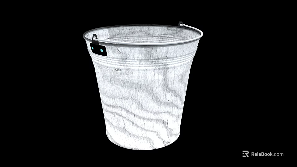 Industrial Factory Galvanized Metal Bucket With Striped Texture For Storage Use 3d model 