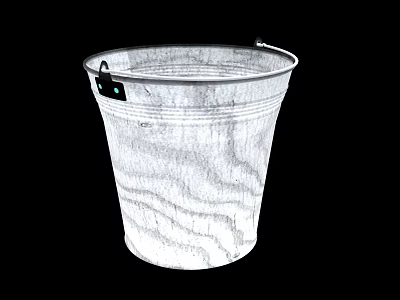 Industrial Factory Galvanized Metal Bucket With Striped Texture For Storage Use 3d model
