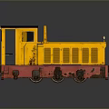 Yellow Train with Black Roof Red Base and Side Windows and Doors