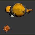 Orange Mechanical Robot Character with Antenna Wheels Red Bow Tie and Tool Arms