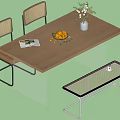 Wind dining table and chair combination 3d model