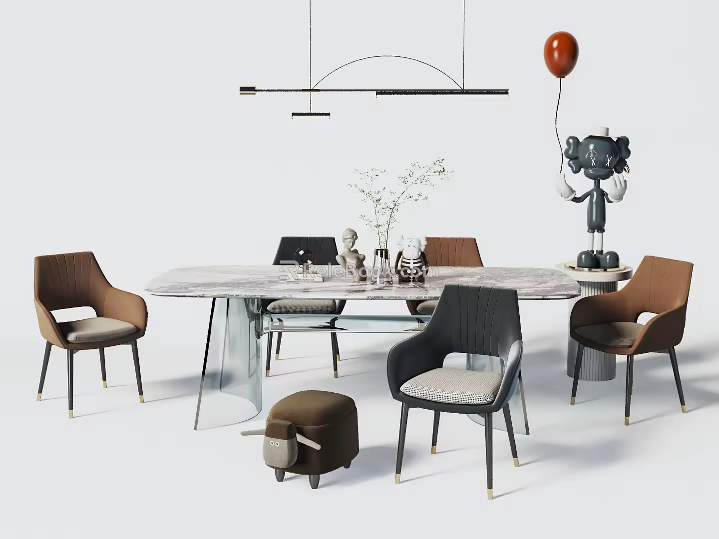 Modern Dining Table and Chair Combination Dining Table and Chair 3d model