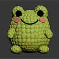 Adorable Green Plush Frog Toy With Big Black Eyes And Pink Cheeks