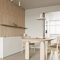 Minimalist Modern Living And Dining Room Interior With Wooden Furniture Sofa And Pendant Light
