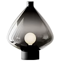 Modern Teardrop Shaped Table Lamp With Transparent Glass Shade And Black Base
