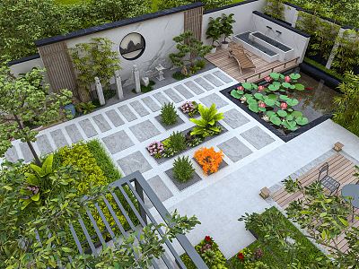 New Chinese Courtyard Garden 3d model