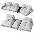 Modern Modular Sofa Ottoman With Upholstered Fabric Sections And Comfortable Cushion Design 3d model