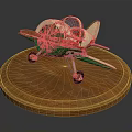 Vintage Green And White Propeller Passenger Airplane Model On Wooden Base
