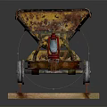 Rusty Vintage Mine Cart Model Displayed on Weathered Rail Tracks