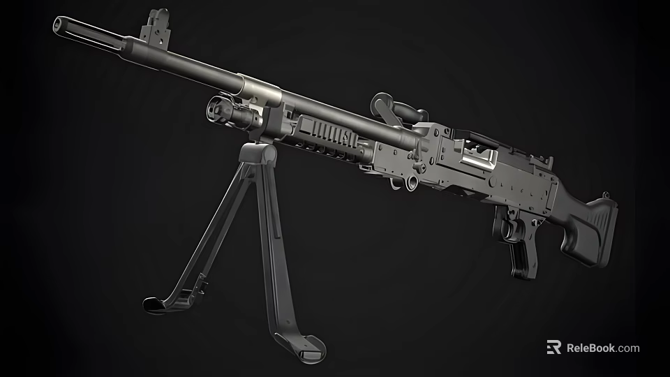 Military Machine Gun Featuring Tripod Mount Metal Components Detailed Barrel And Structural Design 3d model 