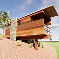Modern Road Infrastructure On Slope With Wooden Stone Elements And Green Surroundings