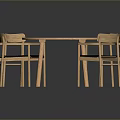 Round Wooden Dining Table With Four Chairs And Black Cushions