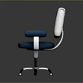 Stylish Blue And White Leisure Chair With Armrests And Wheeled Base