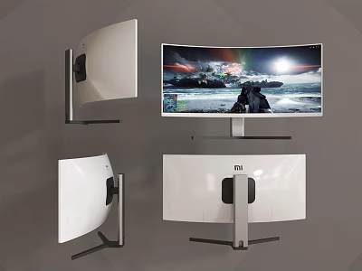 MI Curved Computer Monitor With Multiple Angles And Modern Design 3d model