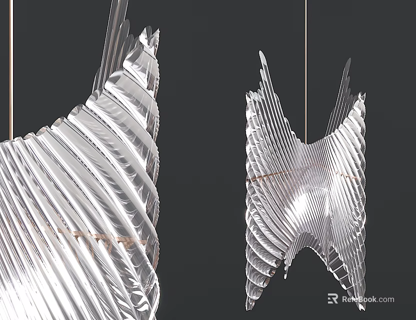 Modern Creative Pendant Light With Twisted Silver Metal Structure For Interior Design 3d model 