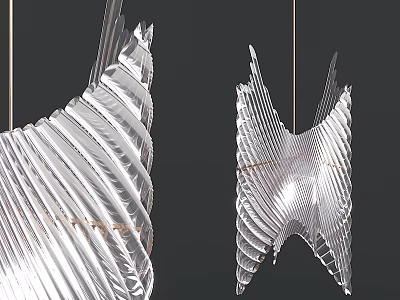 Modern Creative Pendant Light With Twisted Silver Metal Structure For Interior Design 3d model
