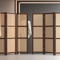 Indoor Wooden Frame Woven Panel Room Divider With Hanging Textiles