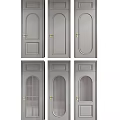 Swing Doors In Open And Closed States With Arched Design Black Frame And Gray Panel
