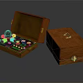 Antique Wooden Box Open With Metal Components And Closed Storage Case