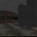 Vintage Clothing Store Interior with Metal Wooden Racks Dark Gray Jackets Patterned Walls Textured Floor