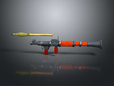 Rocket Launcher 3D Model With Yellow Orange Gray And Red Components 3d model