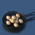 Black Cast Iron Frying Pan Filled With Light Brown Organic Fresh Eggs