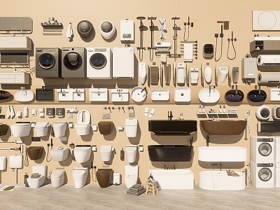 Toilet Washing Machine Bathroom Supplies 3d model