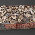 Heavy Duty Orange Perforated Metal Trailer Loaded With Stacked Firewood Logs