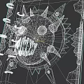 Fantasy Book Cover Design With Monster Head Spikes And Purple Leather Texture