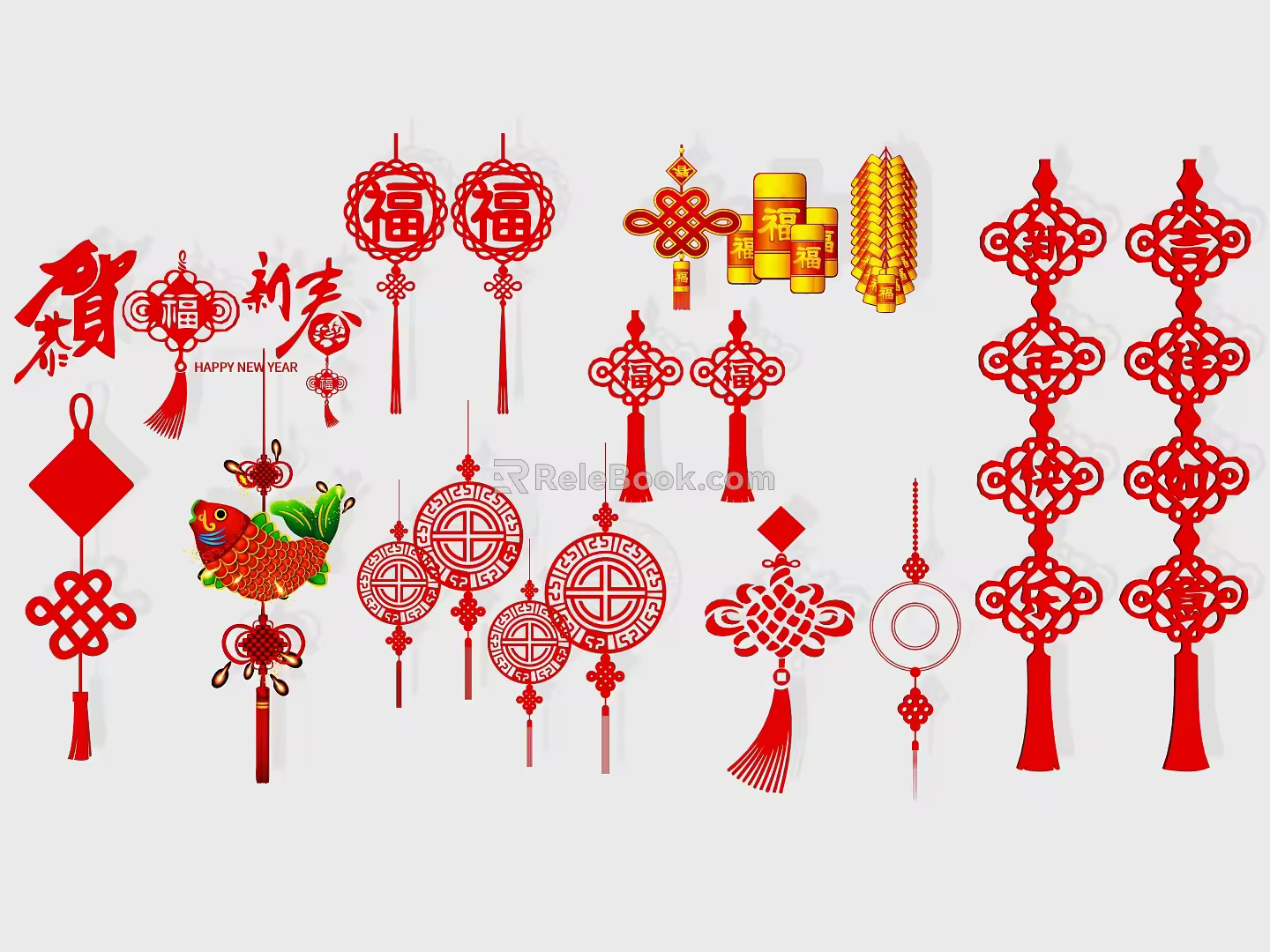 New Chinese Style Chinese Knot Bow Spring Festival Window Pendant Chinese Element Ping An Buckle Ping An Knot Pendant Fu Character 3d model