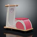 Wooden Children's Toy Cart With White Body Pink Polka Dot Seat And Handle
