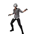 Man in Gray Sweater Red Tie Wearing VR Headset Holding Controllers with Arms Outstretched