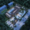 Modern Aerial Planning of Contemporary Architectural Complex With Greenery Roads And Parking Areas