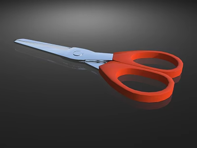 Sharp Stainless Steel Blades with Orange Handle Household Scissors for Daily Tasks 3d model
