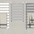 Three Modern Bathroom Towel Racks in Silver Black with Hanging Towels