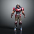 Game Movie Character With White Hair Red And Gray Armor Shoulder Pads Gloves And Boots