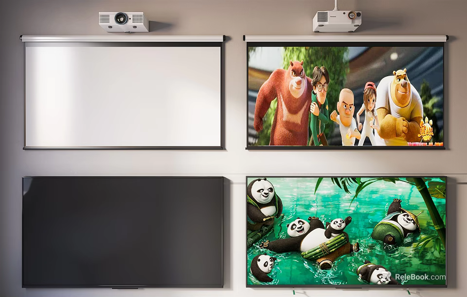 Projection Monitoring System With Projectors Displaying Animated Content On Multiple Screens 3d model 