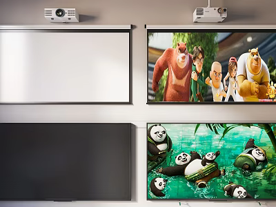 Projection Monitoring System With Projectors Displaying Animated Content On Multiple Screens 3d model