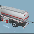 Industrial Tanker Truck With Cylindrical Storage Tank And Extended Fuel Transfer Hose