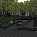 Modern Garden Landscape Design With Trees Seating Fire Pits And Green Lawn