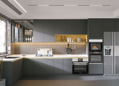 Modern kitchen high gray kitchen 3d model