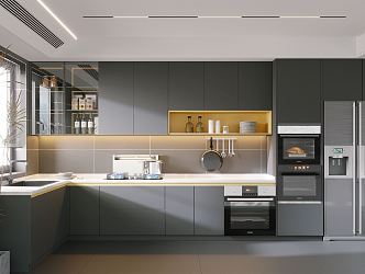 Modern kitchen high gray kitchen 3d model