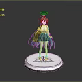Anime Character With Teal Hair Angel Halo And School Uniform Standing On Emblem Base