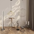 Decorative Ornament Set With Modern Pendant Lights Floor Lamp Side Table Sculpture And Candle Holders